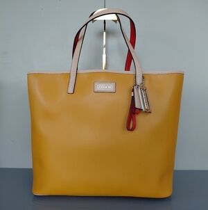 Coach Solid Golden-Red Leather Tote